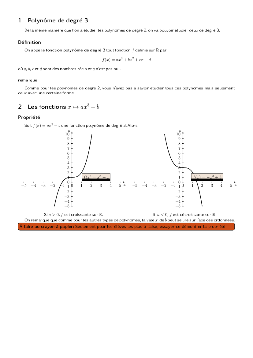 Bilan d'introduction des polynômes ax^3+b