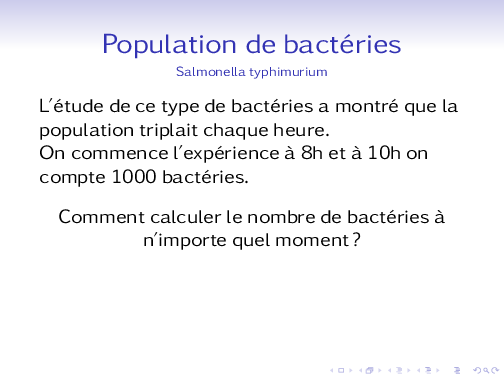 Evolution du nombre de bactéries