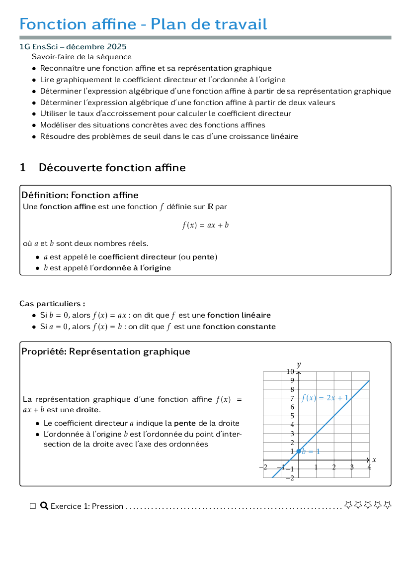 Plan de travail de la séquence