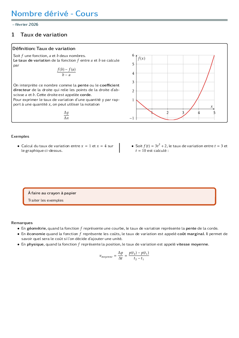 Bilan sur les taux de variation
