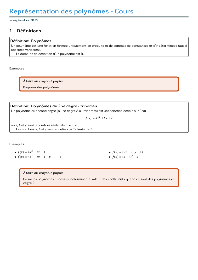 Bilan 1 sur la définition d'un polynôme