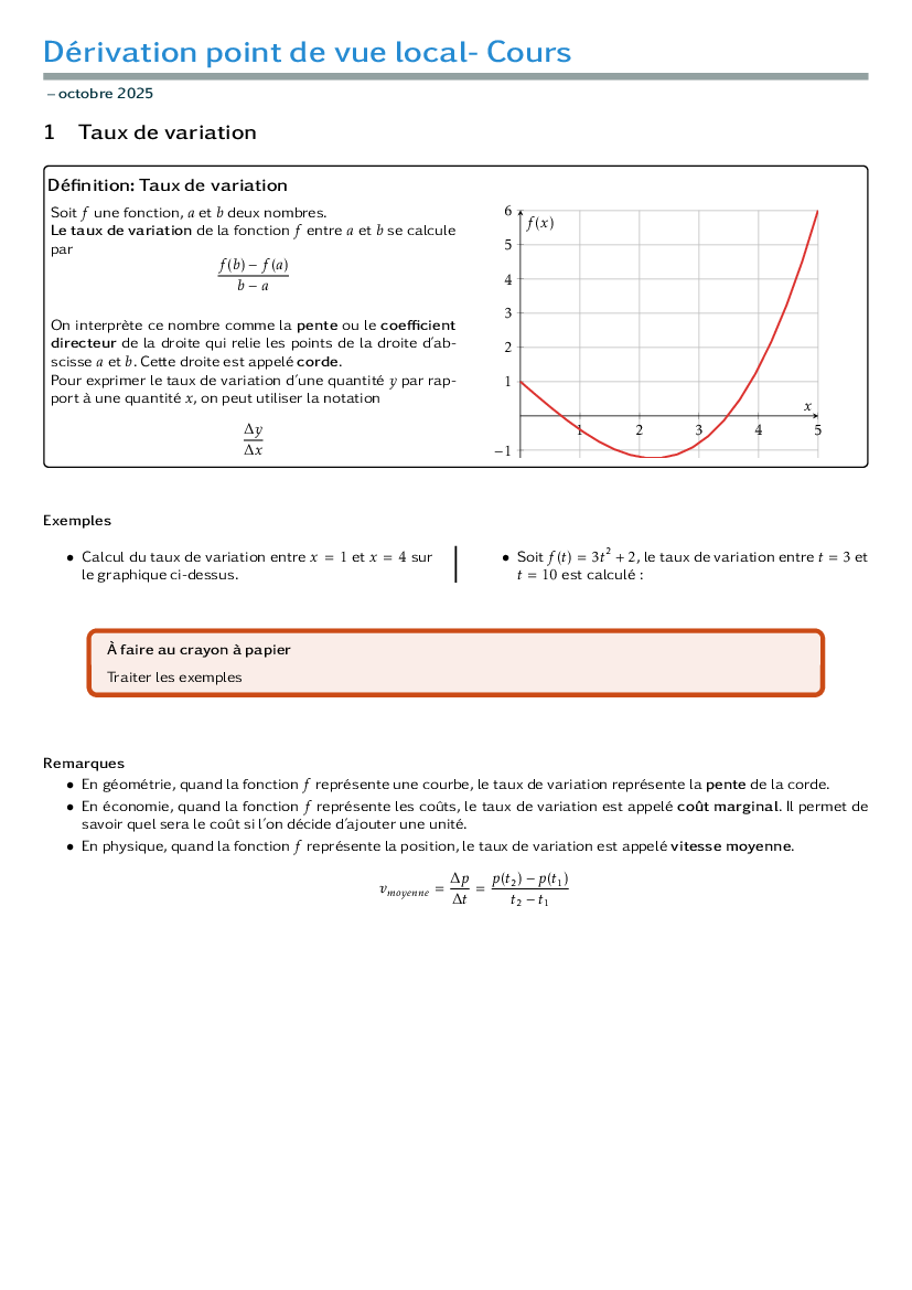 Taux de variations