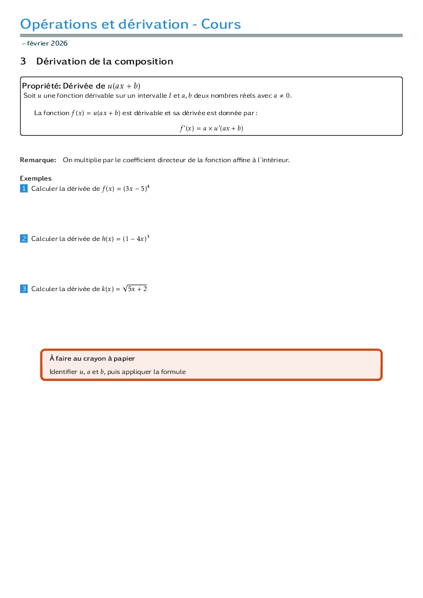 Dérivation de la composition