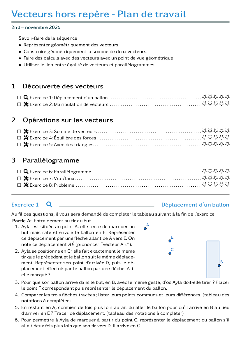 Plan de travail de la séquence