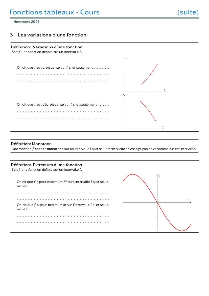 Bilan sur les variations de fonctions