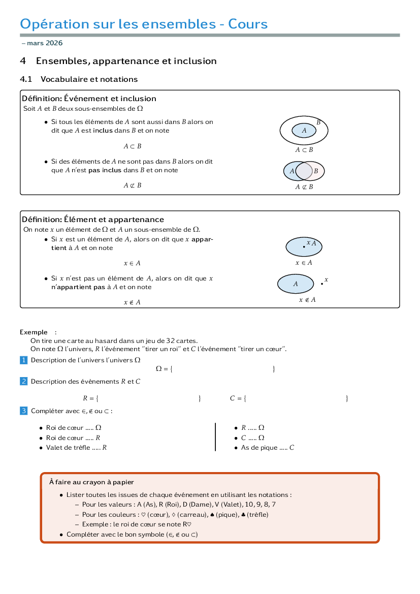 Notations d'appartenance et d'inclusion
