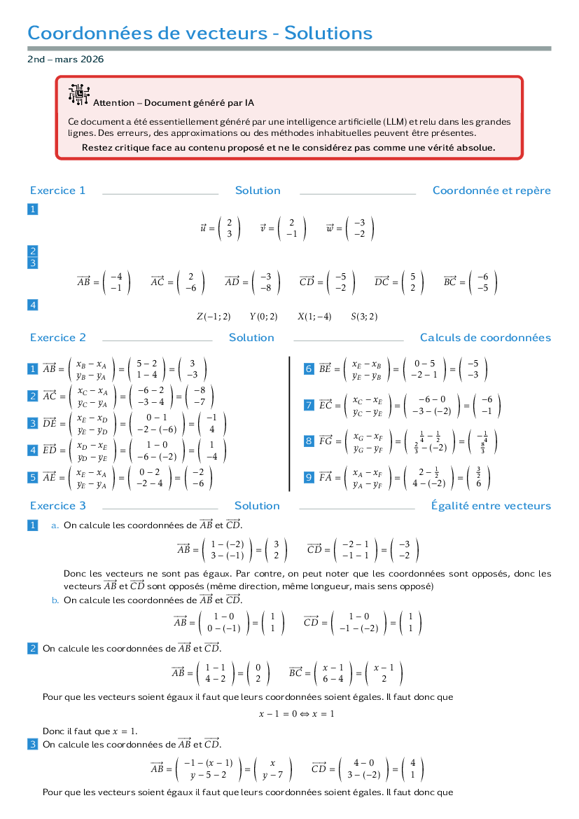 Corrections des exercices