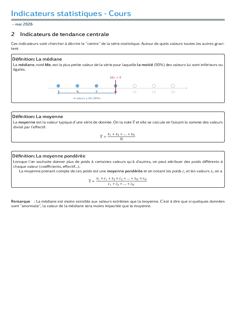 Indicateurs de tendance centrale