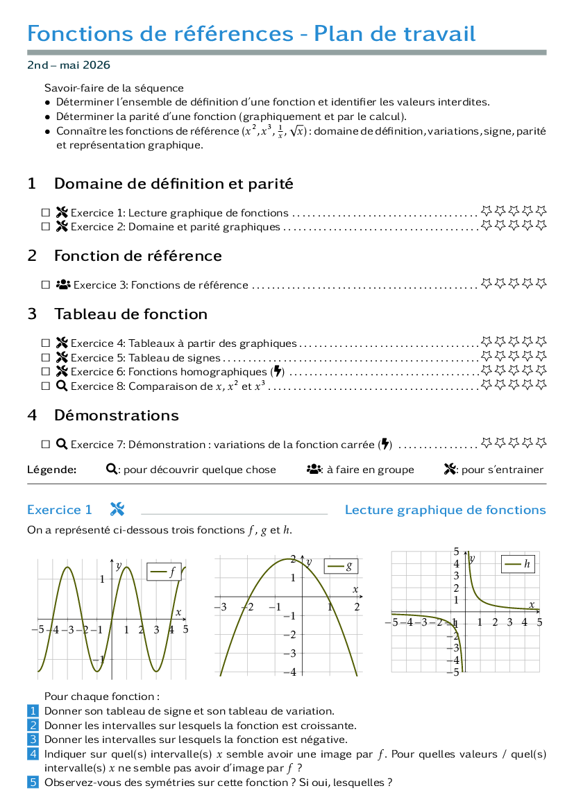 Plan de travail de la séquence