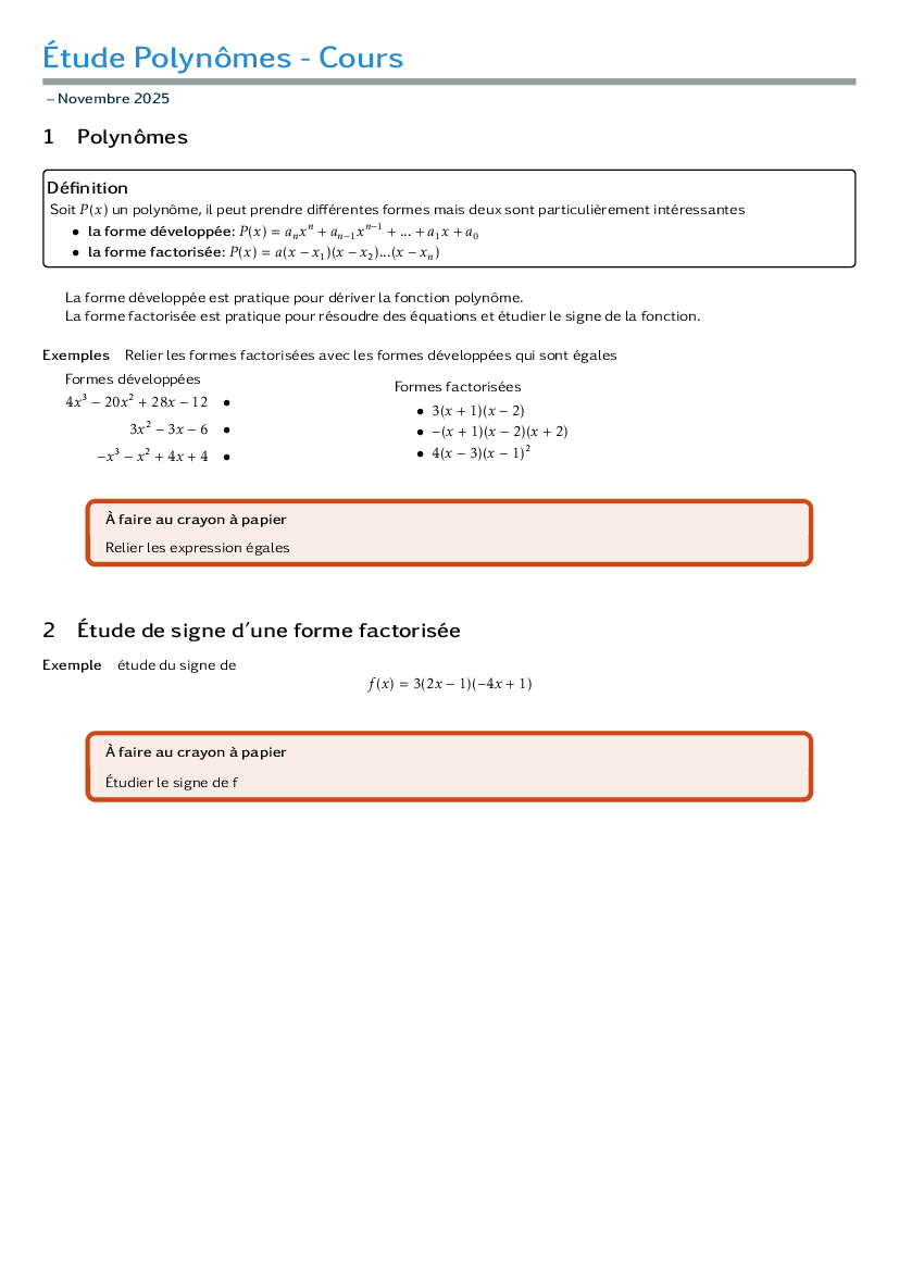 Bilan sur le signe et les variations