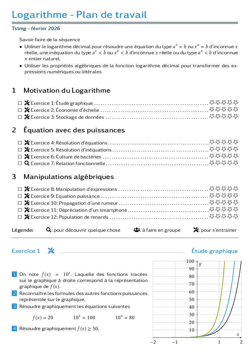 Plan de travail - Logarithme